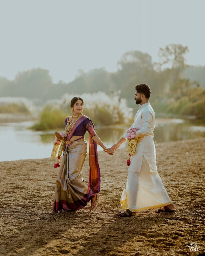 Romantic couple portrait during wedding photoshoot