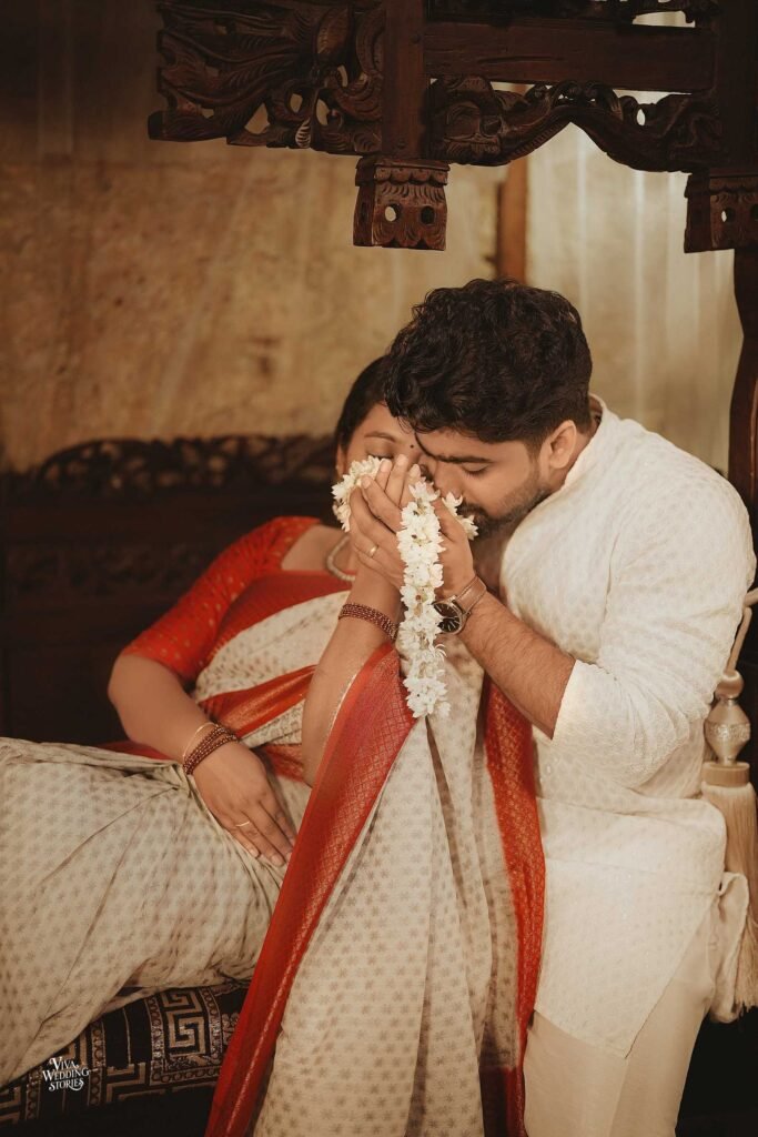 Emotional candid moment between bride and groom
