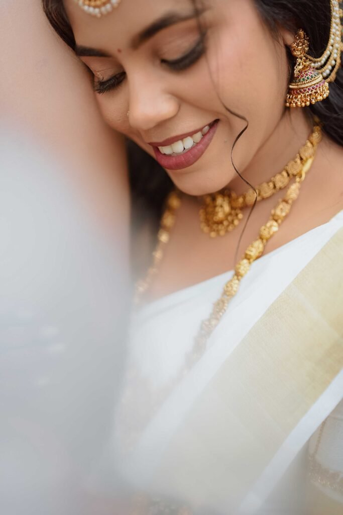 Creative bride portrait photography in Kerala wedding