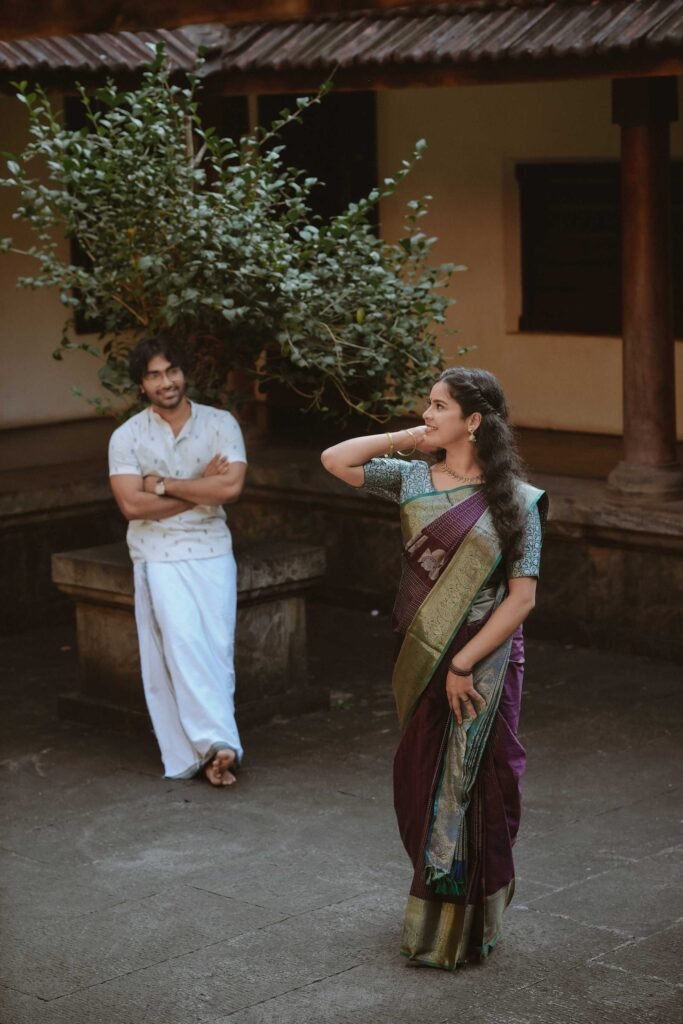 Romantic couple portrait captured during wedding photoshoot